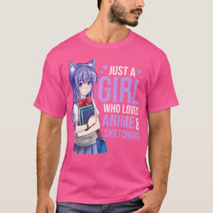 Nur ein Mädchen, das Anime Liebe und Kawaii skizzi T-Shirt