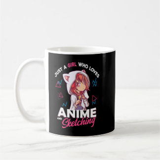 Nur ein Mädchen, das Anime Liebe und Otaku skizzie Kaffeetasse