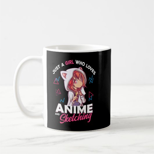 Nur ein Mädchen, das Anime Liebe und Otaku skizzie Kaffeetasse (Links)