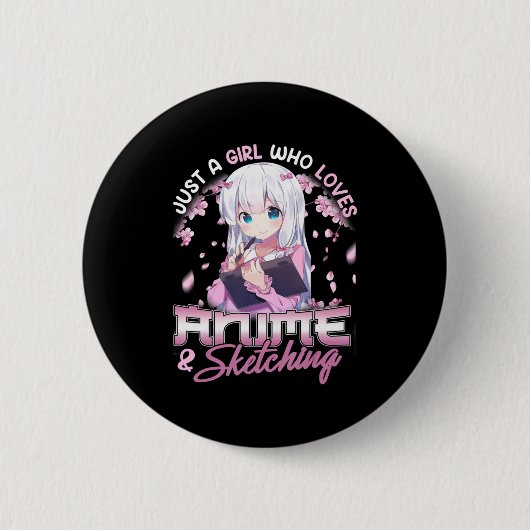 Nur ein Mädchen, das Anime Liebe und Zeichne Button (Vorderseite)