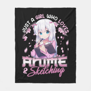 Nur ein Mädchen, das Anime Liebe und Zeichne Fleecedecke