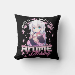 Nur ein Mädchen, das Anime Liebe und Zeichne Kissen