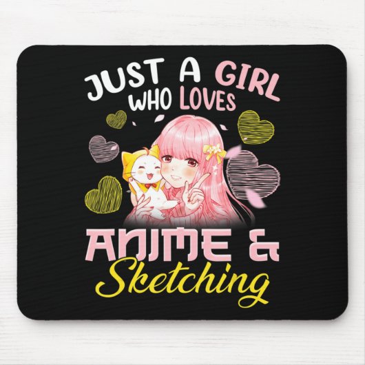 Nur ein Mädchen, das Anime Liebe und Zeichne Mousepad (Vorne)