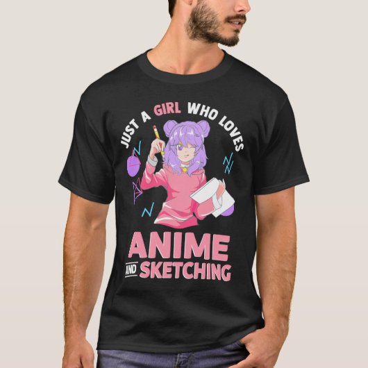Nur ein Mädchen, das Anime Liebe und Zeichne T-Shirt (Vorderseite)