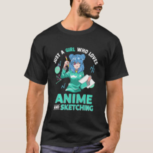 Nur ein Mädchen, das Anime Liebe und Zeichne T-Shirt