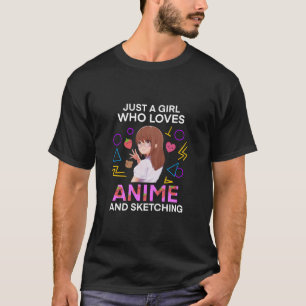 Nur ein Mädchen, das Anime Lieben und Skizze Män T-Shirt