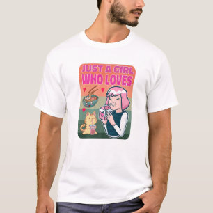 Nur ein Mädchen, das Anime-Ramen-Erdbeermilch lieb T-Shirt
