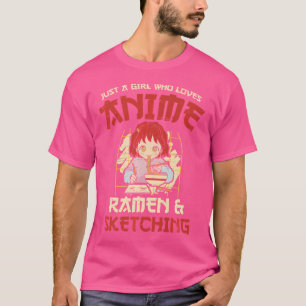Nur ein Mädchen, das Anime-Ramen Liebe und eine T-Shirt