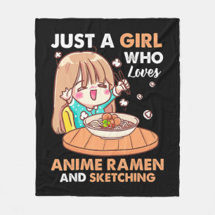 Nur ein Mädchen, das Anime-Ramen Liebe und Gi skiz Fleecedecke