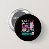 Nur ein Mädchen, das Anime-Ramen-Sketching-Japan l Button (Vorne & Hinten)