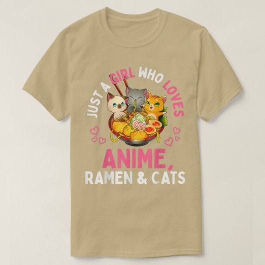 Nur ein Mädchen, das Anime Ramen und Katzen Kawaii T-Shirt (Design vorne)