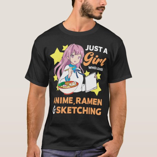 Nur ein Mädchen, das Anime Ramen und Sketching Dr. T-Shirt (Vorderseite)