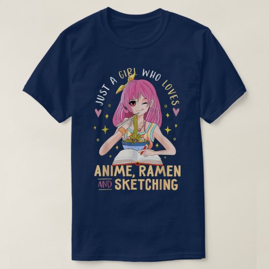 Nur ein Mädchen, das Anime Ramen und Sketching Gi T-Shirt (Design vorne)
