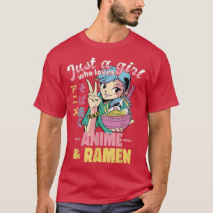 Nur ein Mädchen, das Anime-Ramen und Sketching-Ja T-Shirt