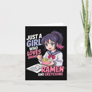 Nur ein Mädchen, das Anime-Ramen und Skizzen Liebe Karte