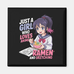 Nur ein Mädchen, das Anime-Ramen und Skizzen Liebe Magnet