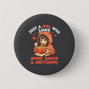 Nur ein Mädchen, das Anime-Ramen und Skizzieren li Button