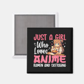 Nur ein Mädchen, das Anime-Ramen und Skizzieren li Magnet (Vorderseite/Rückseite)