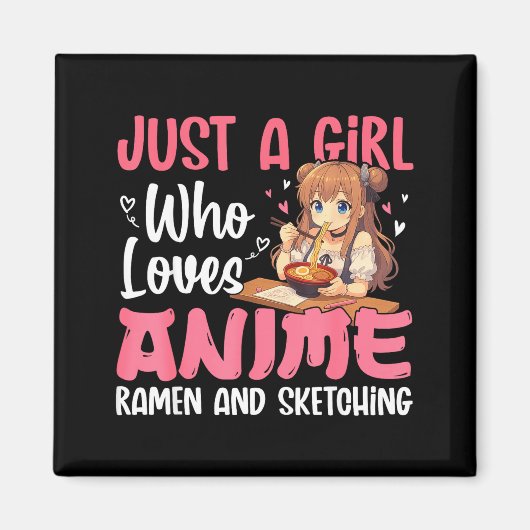 Nur ein Mädchen, das Anime-Ramen und Skizzieren li Magnet (Vorne)