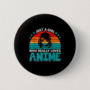 Nur ein Mädchen, das Anime-Spaß wirklich liebt Für Button