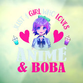 Nur ein Mädchen, das Anime und Boba Liebe Fensteraufkleber (Blatt 3)