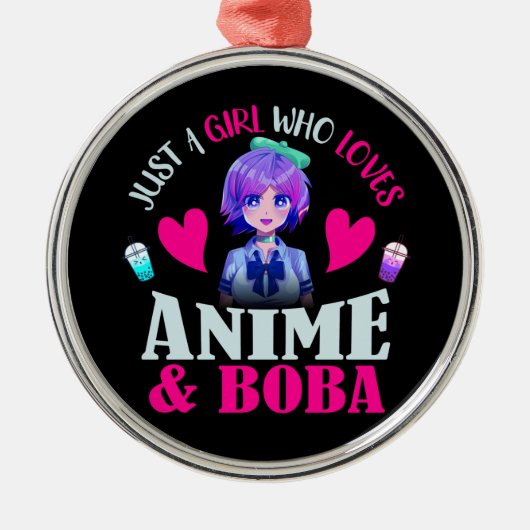 Nur ein Mädchen, das Anime und Boba Liebe Ornament Aus Metall (Vorne)