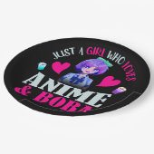 Nur ein Mädchen, das Anime und Boba Liebe Pappteller (Schrägansicht)