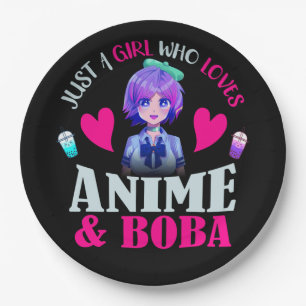 Nur ein Mädchen, das Anime und Boba liebt    Pappteller