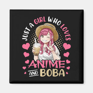 Nur ein Mädchen, das Anime und Boba Teegeschenke L Magnet
