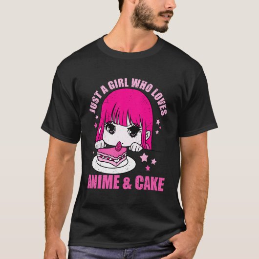 Nur ein Mädchen, das Anime und Cake Lieben T-Shirt (Vorderseite)