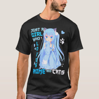 Nur ein Mädchen, das Anime und Cats Funny Kawaii L T-Shirt
