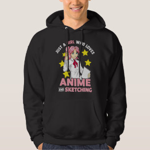 Nur ein Mädchen, das Anime und das Skizzieren von Hoodie