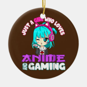 Nur ein Mädchen, das Anime und Gaming chibi Lieben Keramik Ornament