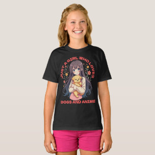 Nur ein Mädchen, das Anime und Hunde Liebe T-Shirt