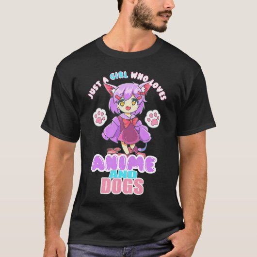 Nur ein Mädchen, das Anime und Hunde Lieben Manga  T-Shirt (Vorderseite)