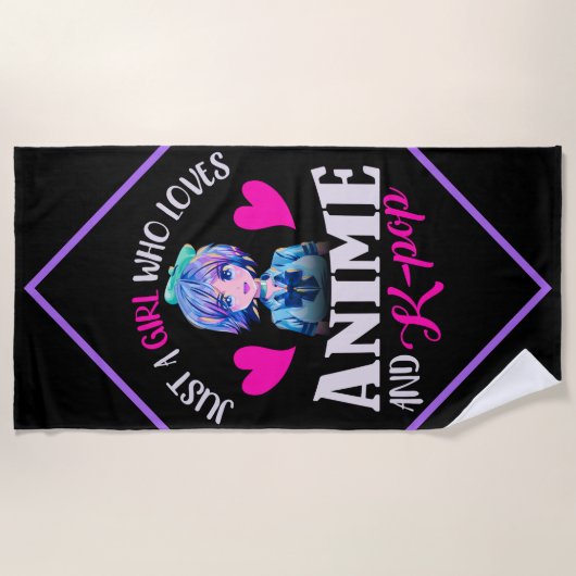 Nur ein Mädchen, das Anime und K-Pop Liebe Strandtuch (Vorderseite)