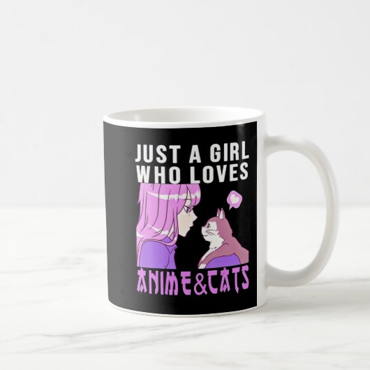 Nur ein Mädchen, das Anime und Katzen anime Liebe, Kaffeetasse (Rechts)