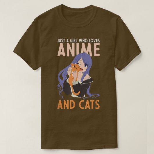 Nur ein Mädchen, das Anime und Katzen Kawaii Liebe T-Shirt (Design vorne)