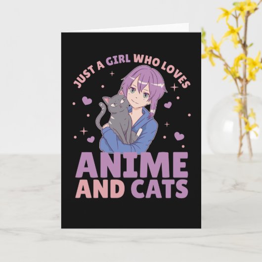 Nur ein Mädchen, das Anime und Katzen Lieben Manga Karte (Gelbe Blume)