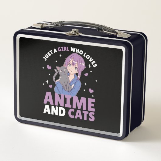 Nur ein Mädchen, das Anime und Katzen Lieben Manga Metall Brotdose (Vorderseite)