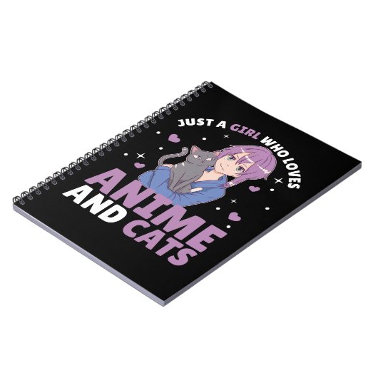 Nur ein Mädchen, das Anime und Katzen Lieben Manga Notizblock (Linke Seite)