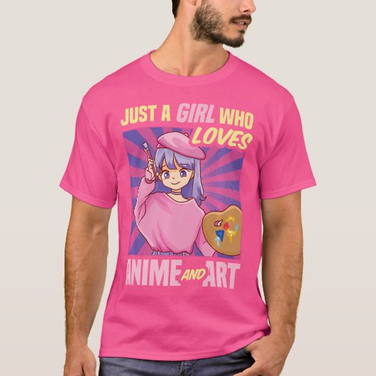 Nur ein Mädchen, das Anime und Kunst Liebe und Ski T-Shirt (Vorderseite)