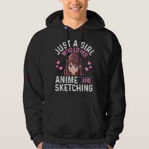 Nur ein Mädchen, das Anime und lustiges Skizzieren Hoodie