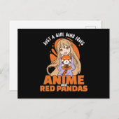 Nur ein Mädchen, das Anime und Panda Kawaii Lieben Postkarte (Vorne/Hinten)
