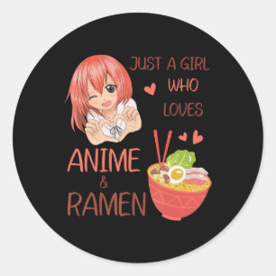 Nur ein Mädchen, das Anime und Ramen Japan Anime L Runder Aufkleber
