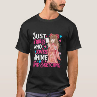 Nur ein Mädchen, das Anime und Skizzen Liebe - gro T-Shirt
