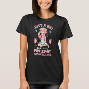 Nur ein Mädchen, das Anime und Skizzen Liebe T-Shirt