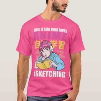 Nur ein Mädchen, das Anime und Skizzen Liebe T-Shirt
