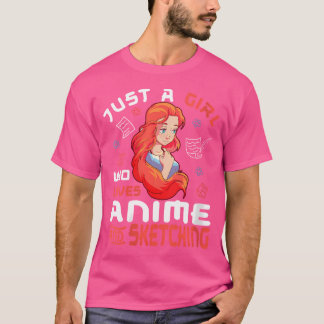 Nur ein Mädchen, das Anime und Skizzen Liebe T-Shirt