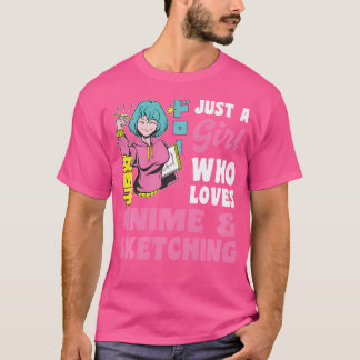 Nur ein Mädchen, das Anime und Skizzen Liebe T-Shirt